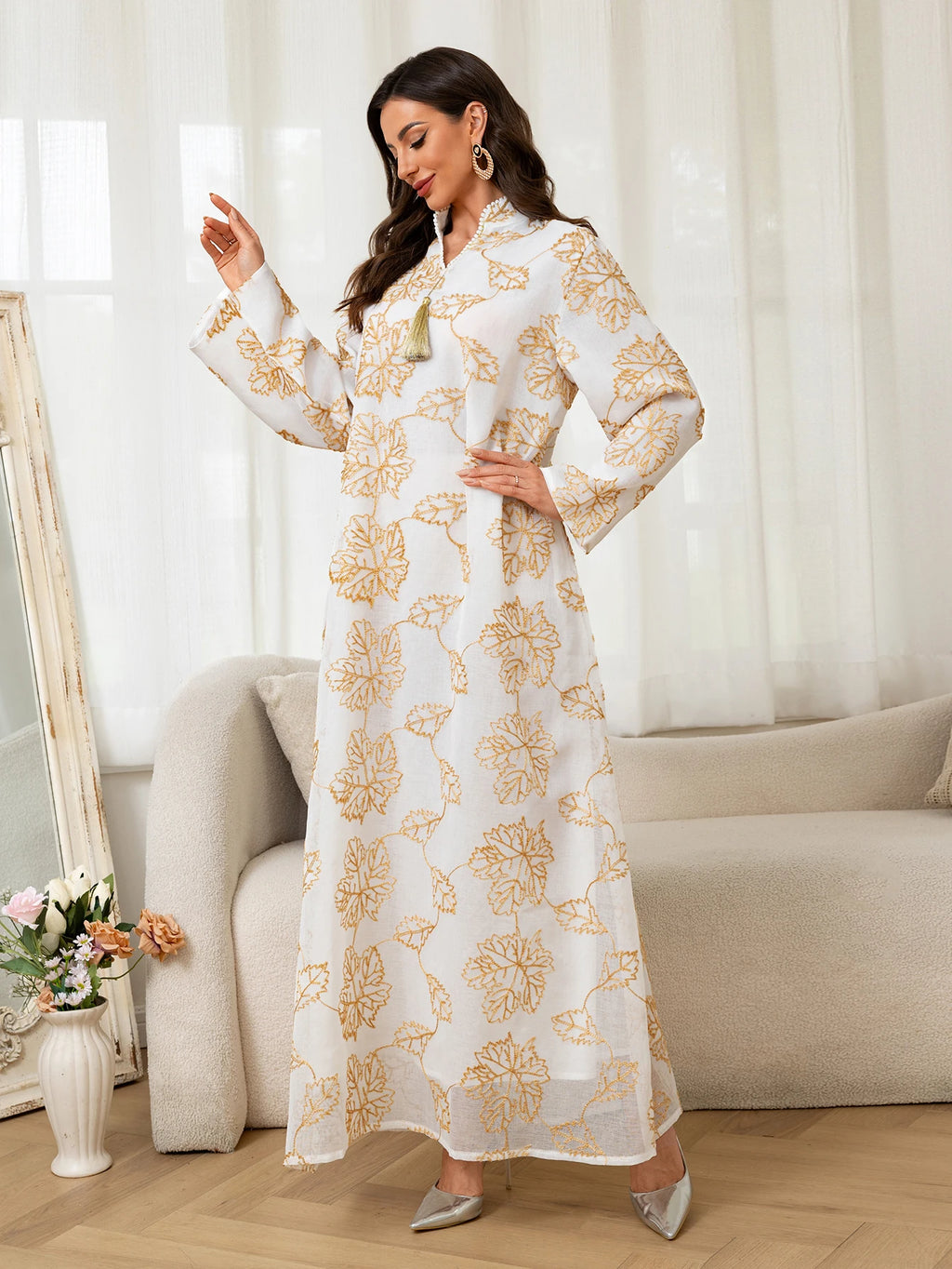 Golden Leaf Elegant Abaya