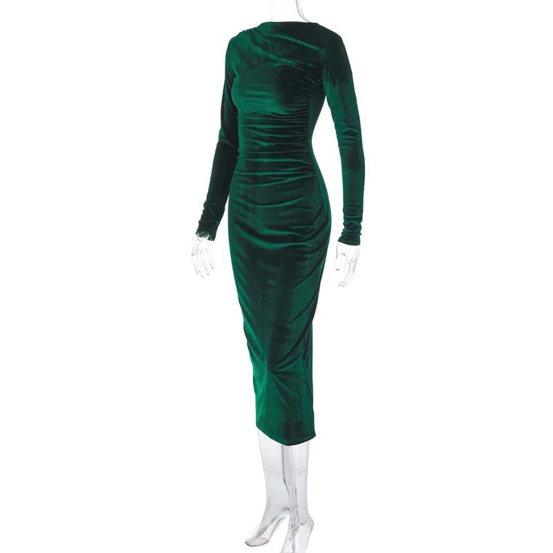 Green Ruched Midi