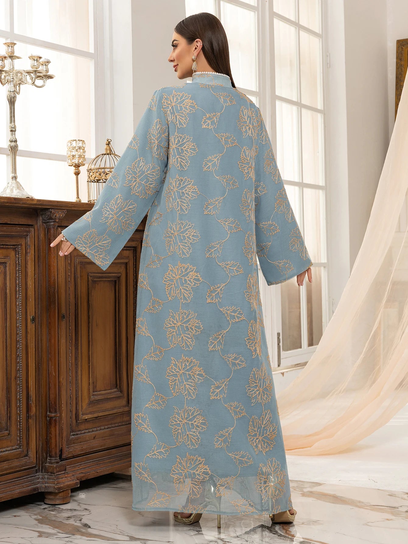 Golden Leaf Elegant Abaya