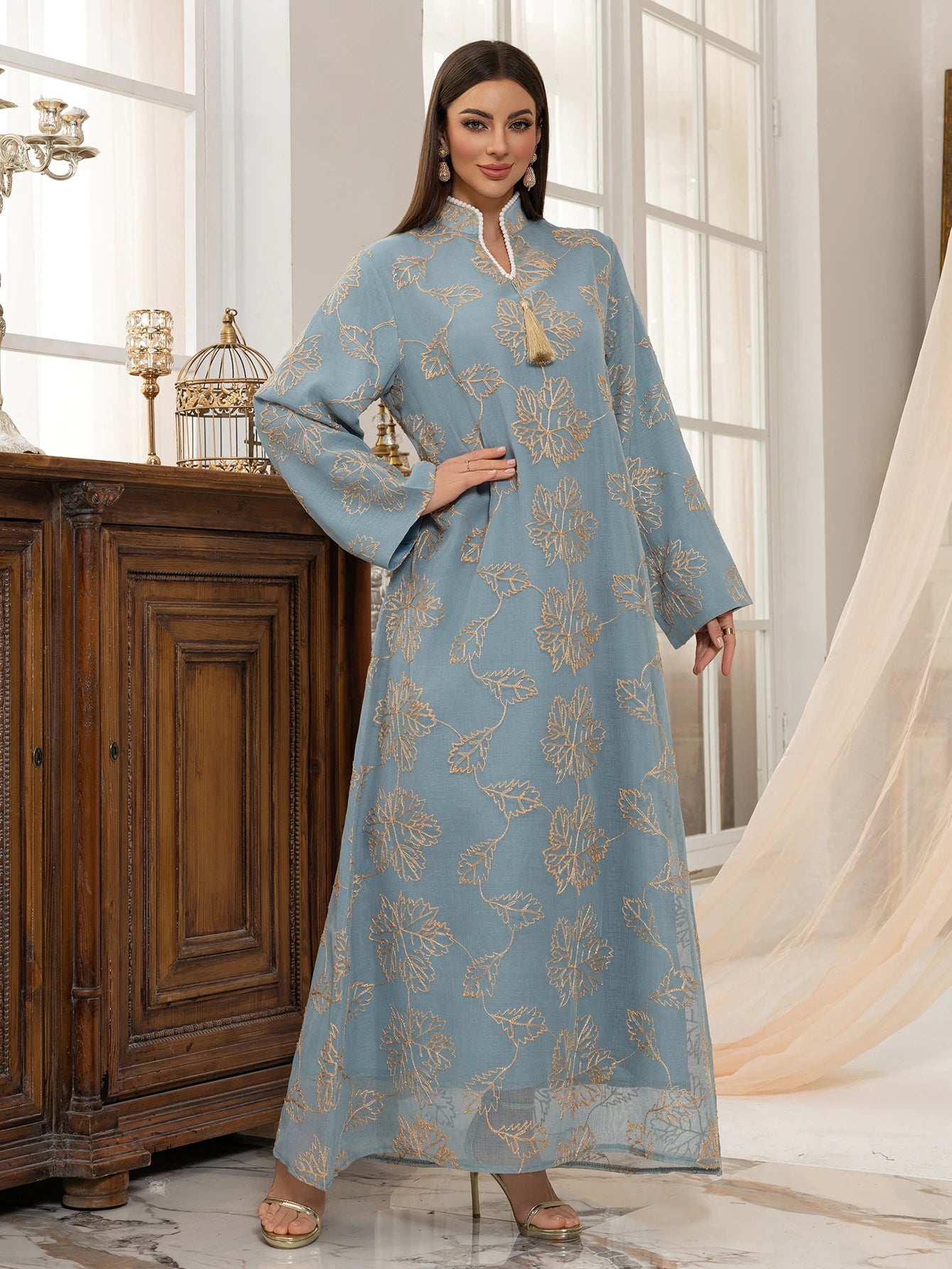 Golden Leaf Elegant Abaya