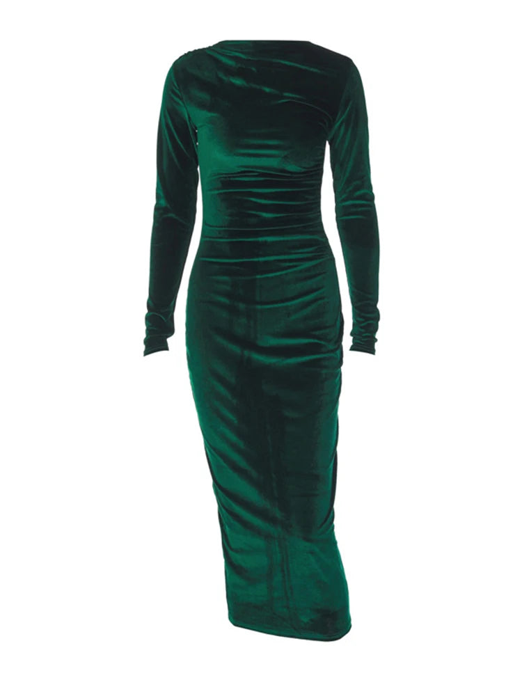 Green Ruched Midi