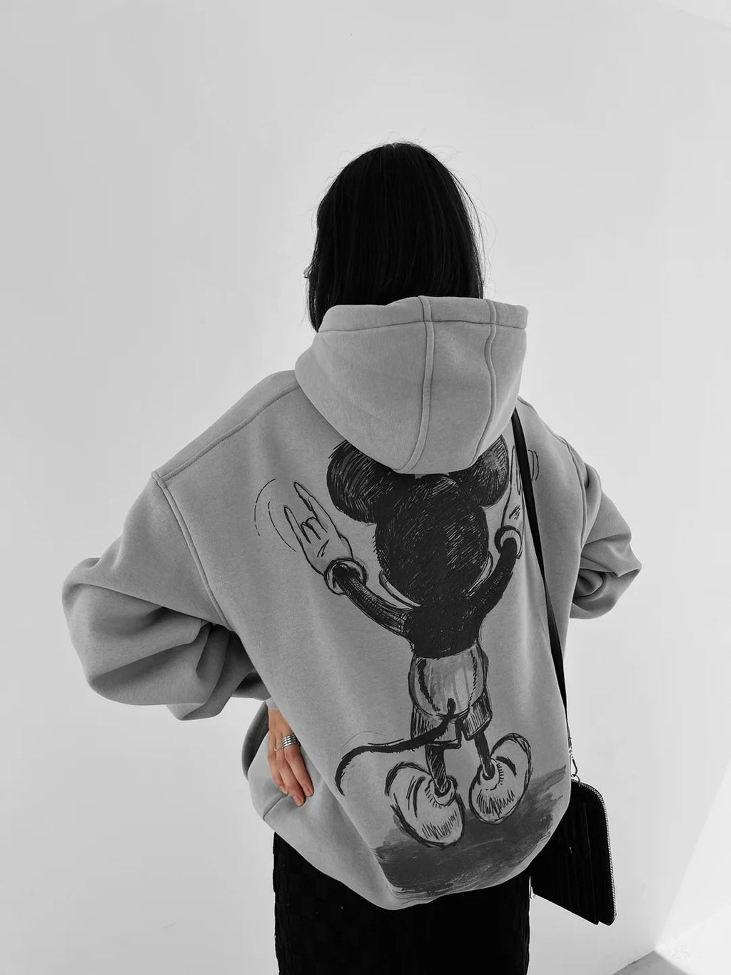 Mickey Mouse Print Hoodie Women Men